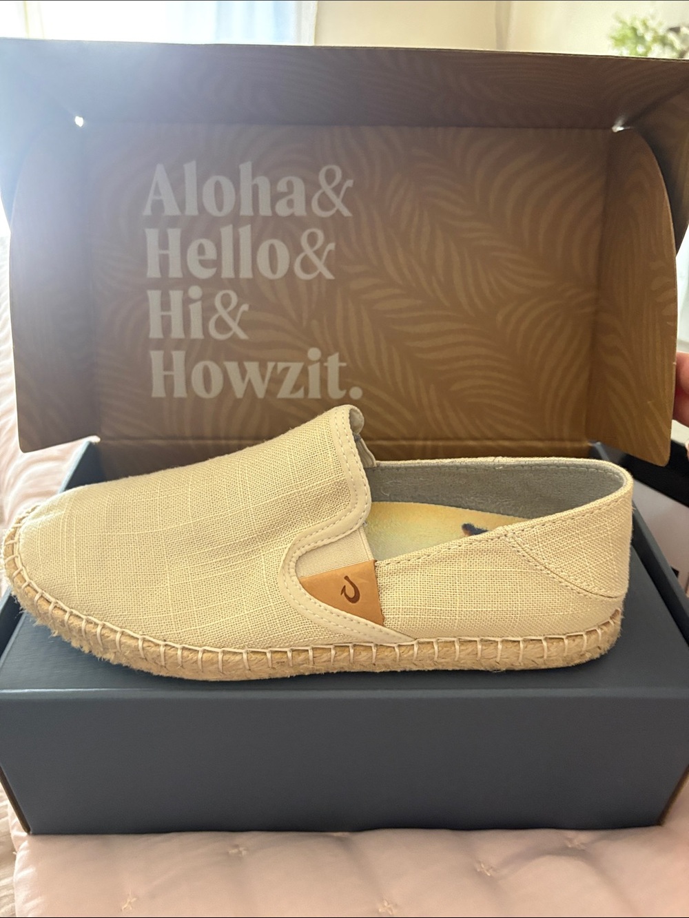OluKai Men’s Sand Espadrille Slip-On in Cream